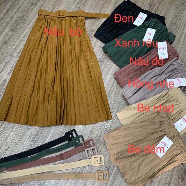 Chân váy nhũ dáng dài kèm đai