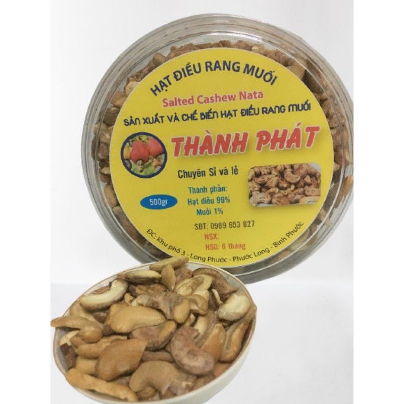 500gram Hạt điều rang muối bình phước loại vỡ còn vỏ lụa