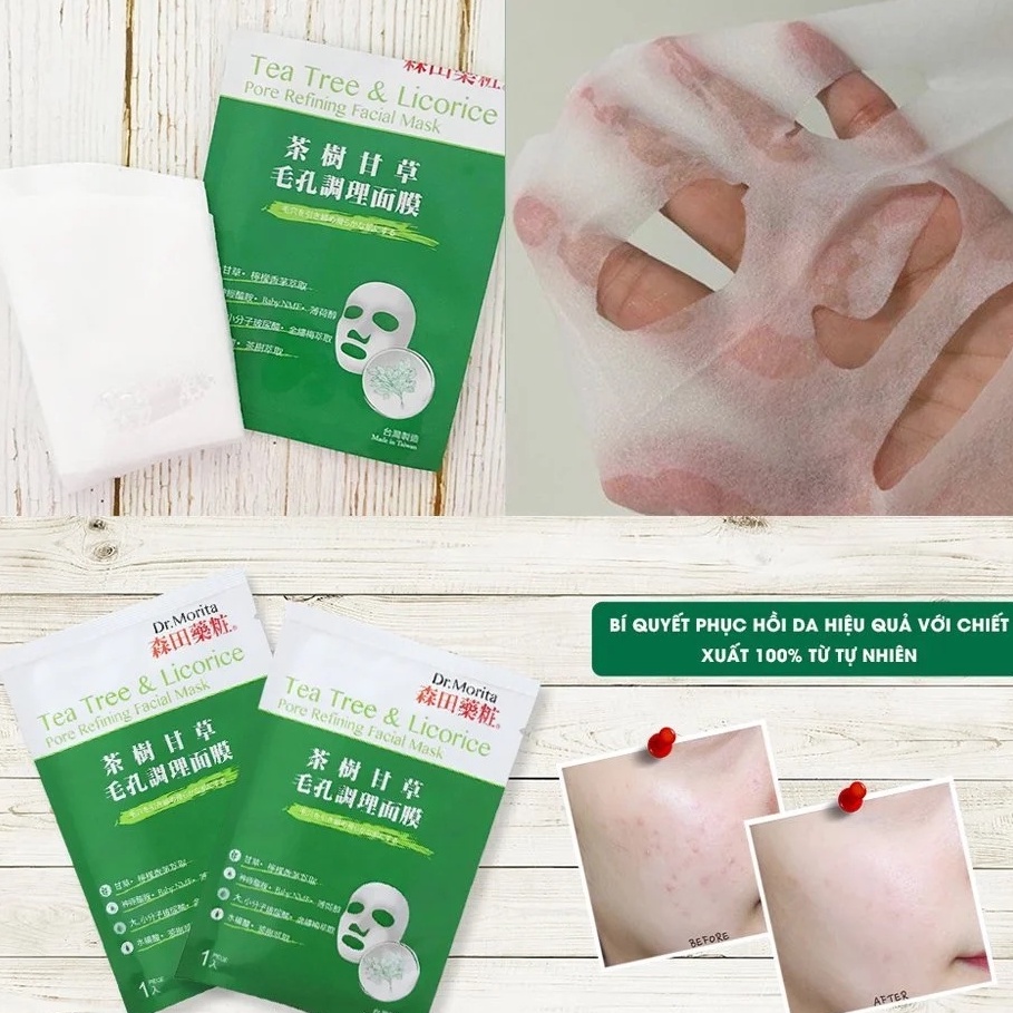 Dr.Morita Tree Licorice Pore Facial Mask - Mặt Nạ Tràm Trà Se Lỗ Chân Lông 30g/ 1 Miếng