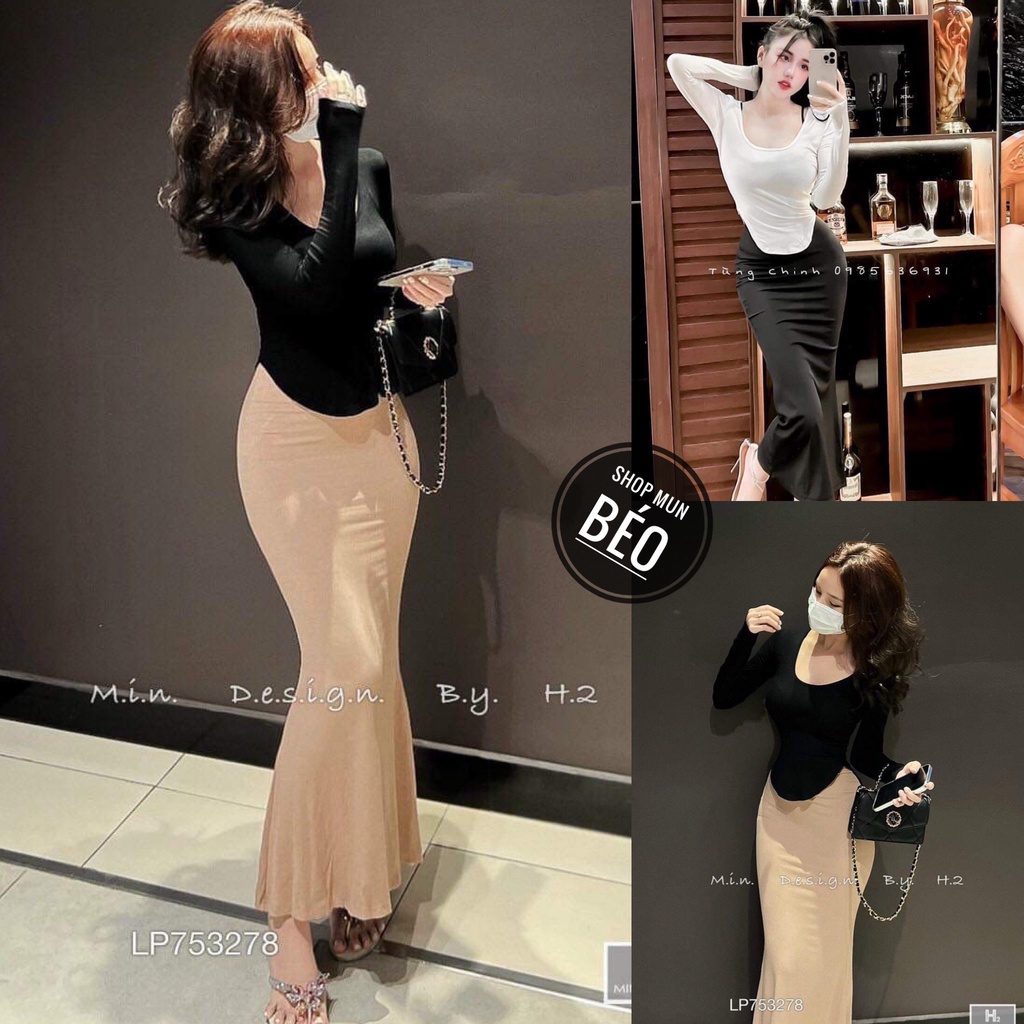 Đầm 2 dây phom dài kèm áo thun tay dài chất thun gân thích hợp mặc đi làm đi chơi phù hợp với mọi phong cách