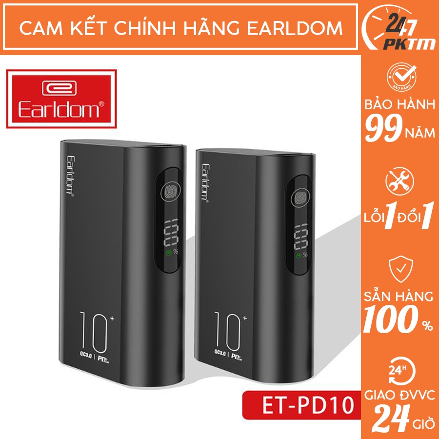 CHÍNH HÃNG EARLDOM Sạc dự phòng hỗ trợ sạc Nhanh Earldom 10.000 mAh PD – 10 | Phụ Kiện Thông Minh 247 VN