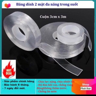 LOẠI TỐT  Miếng dán đa năng nano 2 mặt trong suốt siêu dín- 3 Mét