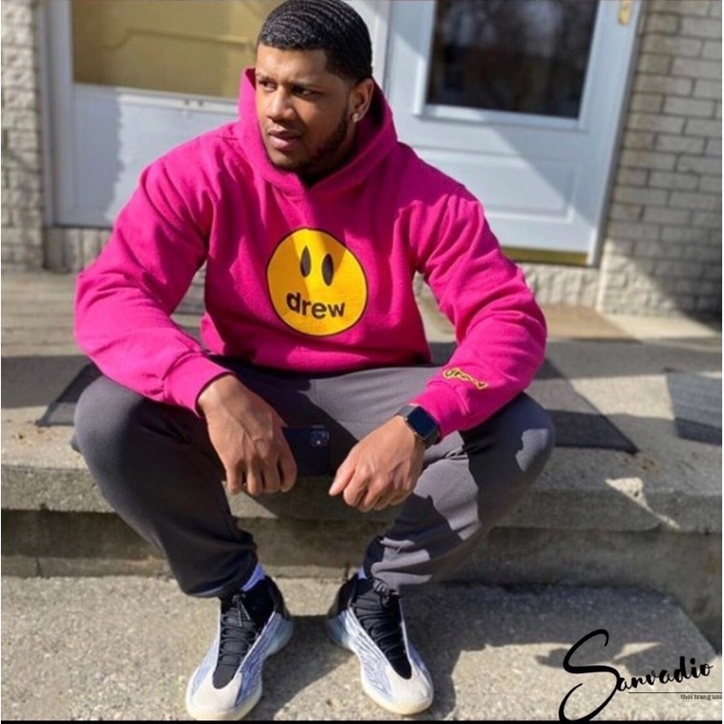 Áo nỉ bông hoodies drew mặt cười ba màu xinh chất nỉ bông