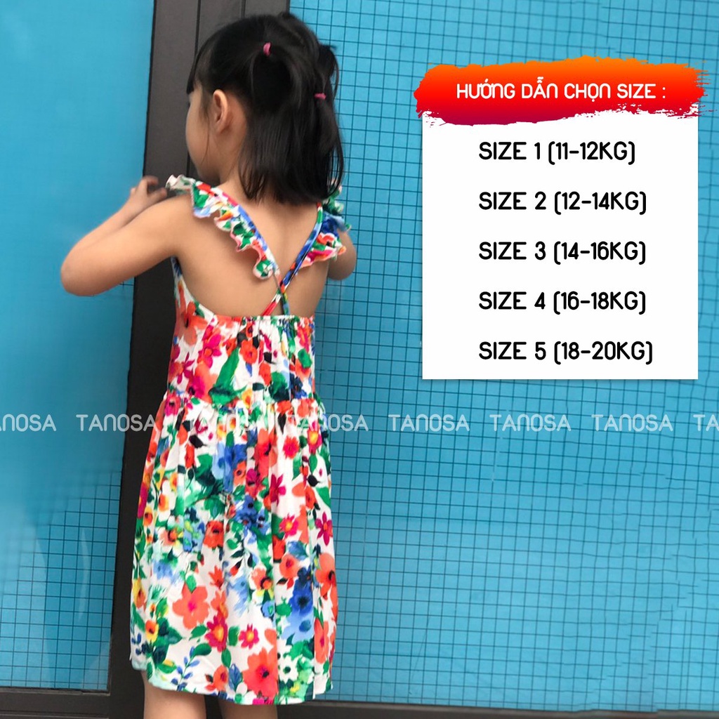 Váy lanh trẻ em TANOSA dáng suông hai dây cánh tiên mềm mại cho bé gái 1-5 tuổi