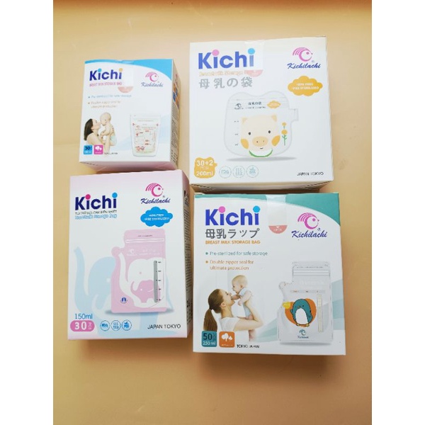 Túi Trữ Sữa Kichilachi 100/150/180/250ml Có  Vòi / Túi Cảm Biến Nhiệt/Túi Khóa 2 Ziper Chắc Chắn,Không Bị Rò Sữa