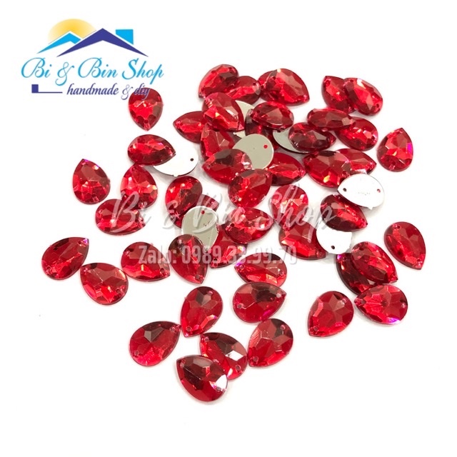 72 Viên Đá Kết Giọt Nước 10x14mm Đính Kết Trang Phục Thời Trang, Làm Phụ Kiện Handmade