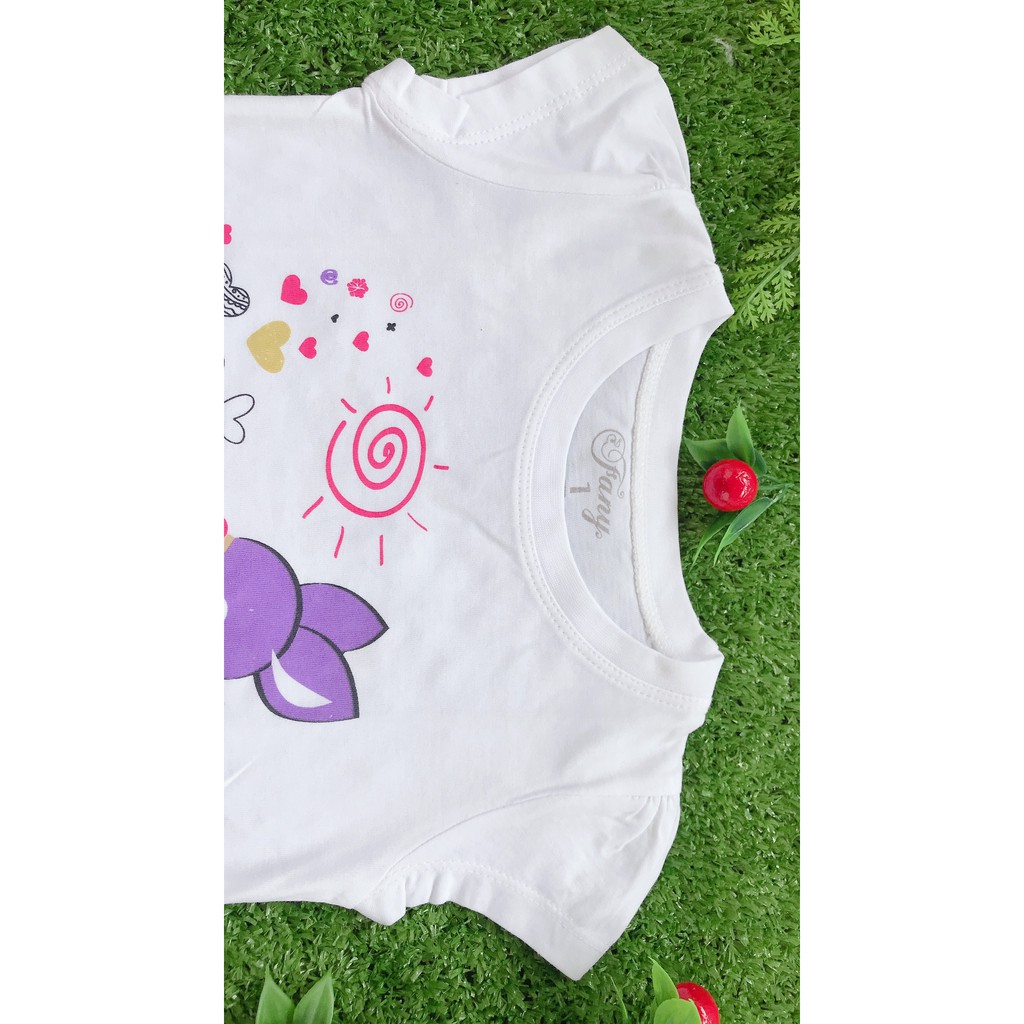 SET 5 Áo Cotton trắng FANY tay ngắn cho bé gái ( từ 6-18kg)-Áo cotton trắng