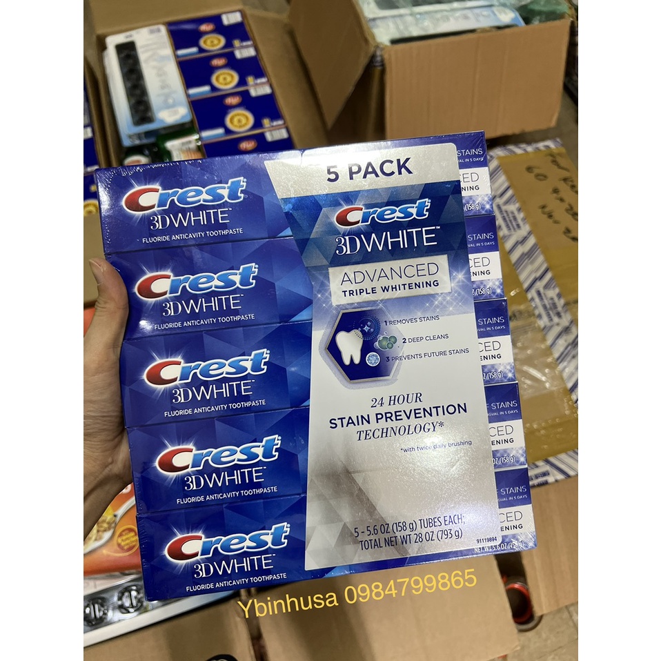 Kem đánh răng Crest 3D White 147g của Mỹ làm sạch và trắng răng
