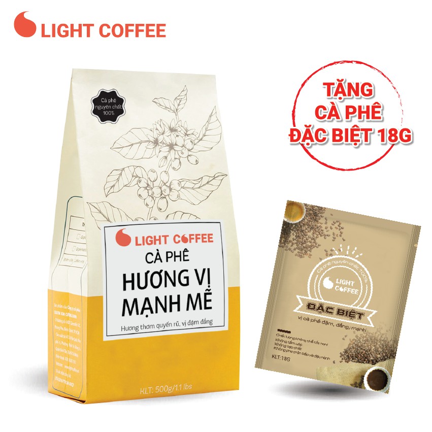 Cà phê hạt nguyên chất 100% - Hương vị mạnh mẽ 500gr - Light Coffee - Cà phê nội địa giá rẻ