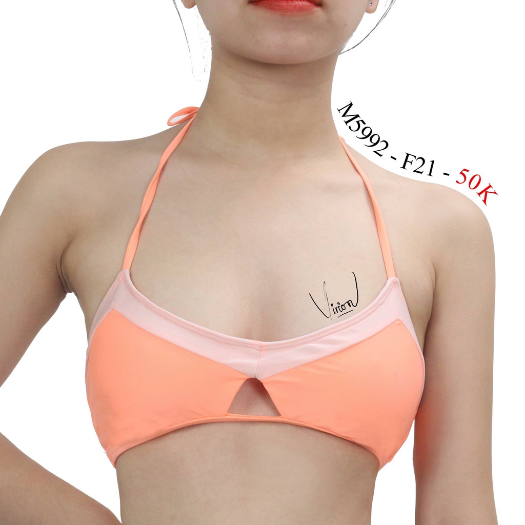 P5992 - Áo bikini khoét ngực F21 cột dây, phối viền