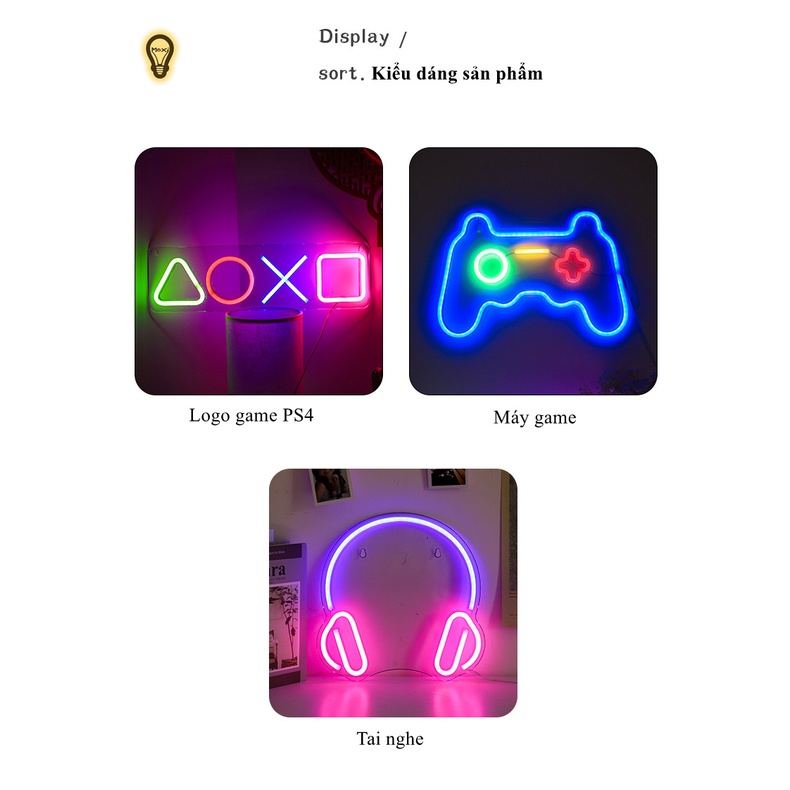 [SIZE LỚN USB -TẶNG Kèm  Miếng dàn tường] Đèn LED chữ NEON HÌNH TAI NGHE DECOR , trang trí phòng ngủ MOXI.