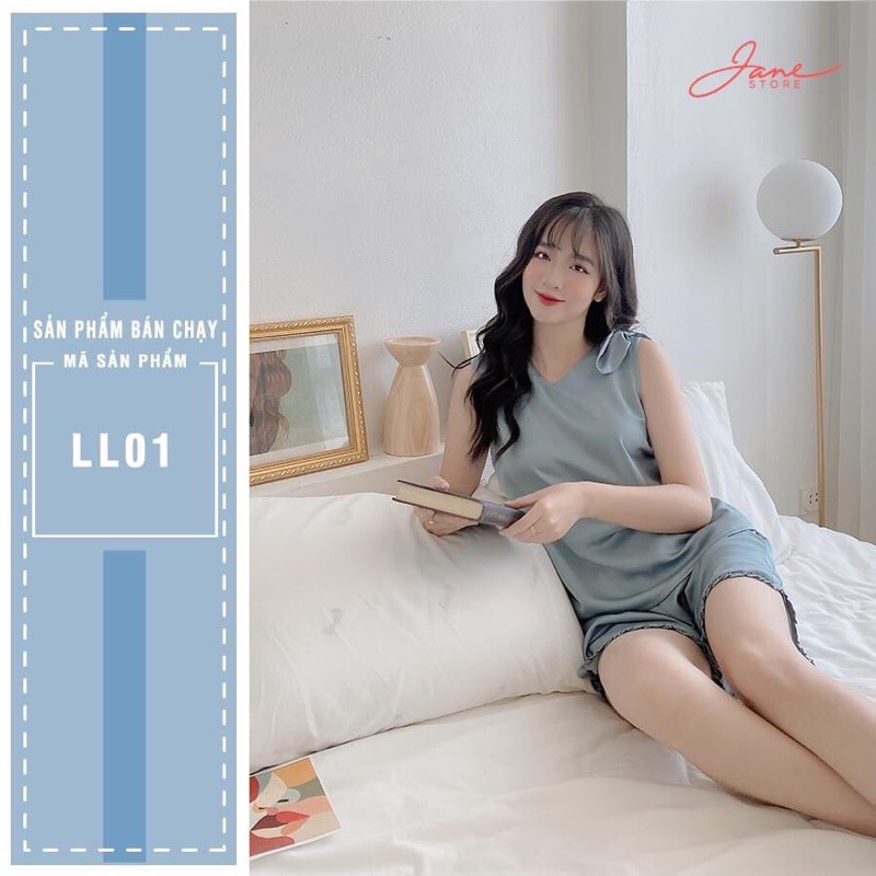 Set lụa nơ vai 2 màu