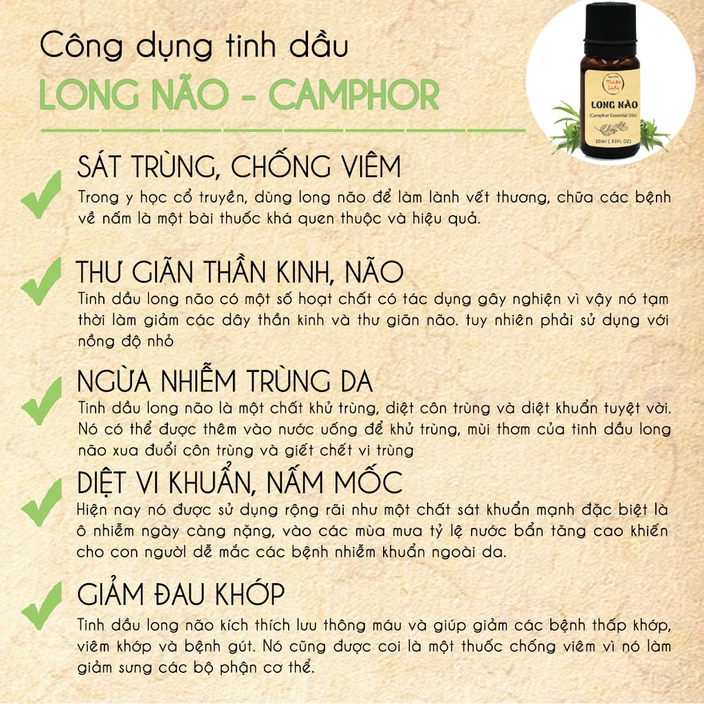 Tinh dầu Long Não 100ml, xoa bóp, tốt cho xương khớp, đuổi côn trùng, muỗi - Thuốc Bắc Lãn Ông