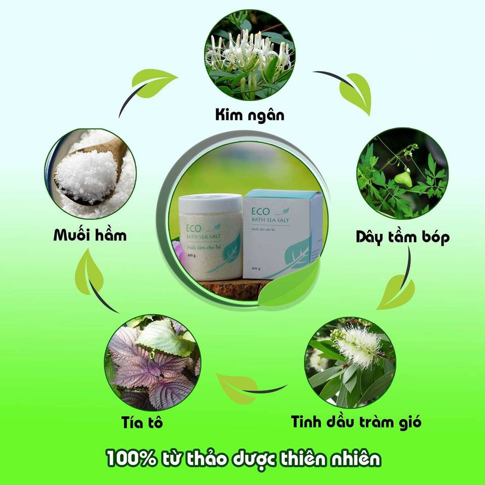 Muối Tắm Bé Thảo Dược ECO Hộp Nhỏ 200g Tự Nhiên An Toàn Cho Bé Giúp Phòng Ngừa Các Bệnh Ngoài Da