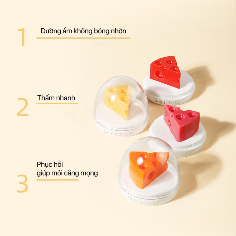 Mặt nạ môi SHE LOVES pho-mai đổi màu hồng môi dưỡng ẩm mềm môi ngăn ngừa thâm môi Sweet Cheese Lip Balm SHEL21