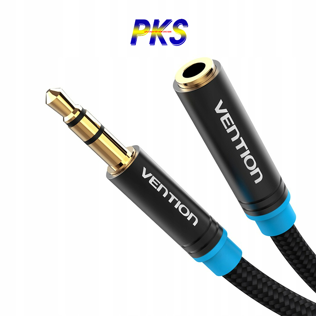 Cáp AV nối dài loa 3.5mm bọc lưới cao cấp dài 5m chính hãng Vention VAB-B06-B500-M