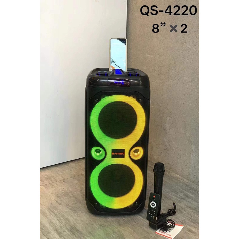 Loa bluetooth karaoke QS-4220 party box , bass cực mạnh ,bass 20 kép tặng kèm 1 micro không dây