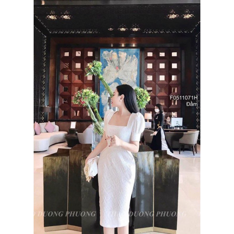 Đầm dự tiệc body cổ vuông gấm xốp nổi siêu tôn dáng đầm hotgirl đầm thiết kế