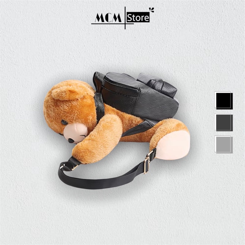 Balo gấu cute ôm sau vai - MCM cảm kết bản cao cấp đẹp nhất thị trường hiện tại