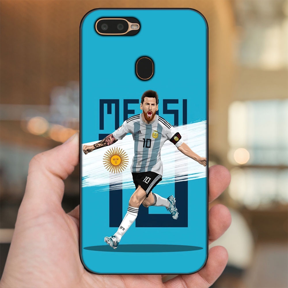 Ốp lưng Oppo A5S, A7, A12, F9 viền đen in hình Lionel Messi Barcelona PSG