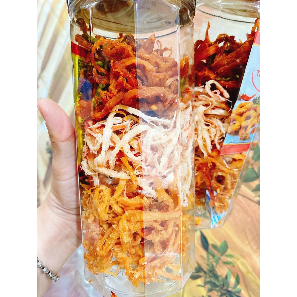 Khô mực xé sợi Mix 3 Loại 300g Bếp Mom đồ ăn vặt SÀI GÒN