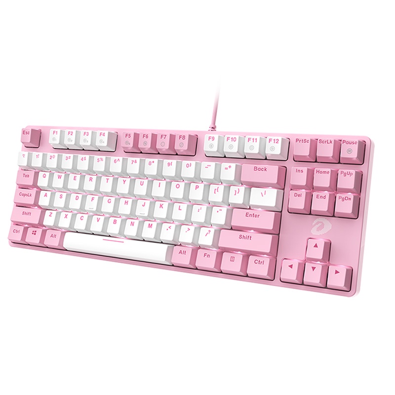Bàn phím cơ Gaming DAREU EK87 Pink-White (PINK-LED, Blue/ Brown/ Red D switch) - Hàng Chính Hãng