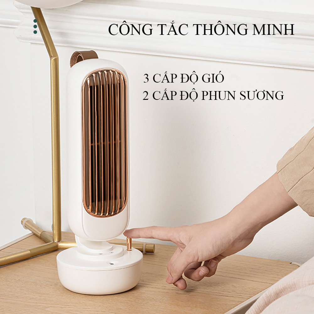 Quạt phun sương, quạt tháp tạo ẩm cổ điển tích hợp phun sương hai trong một để bàn, quạt điện tạo ẩm tích hợp USB