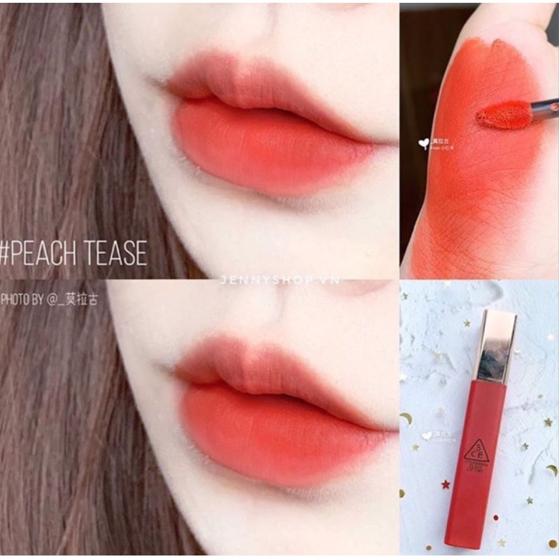 Son kem 3CE Cloud Lip Tint  #Peach Tease màu cam san hô xinh yêu