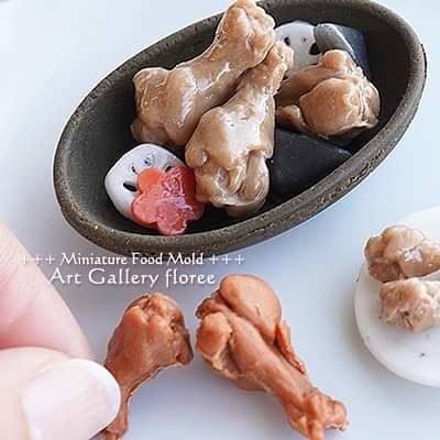 Khuôn silicone trong dẻo nặn thức ăn minifood dollhouse nhà búp bê hình cánh gà chả cá lẩu nhúng