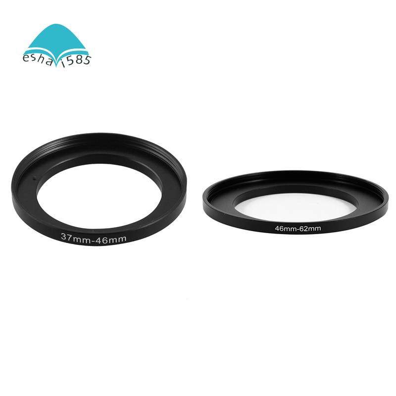 2 Pcs Camera Parts Lens Filter Step Up Ring Adapter Black, 37mm-46mm & 46mm-62mm