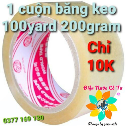 Băng keo trong 100Yard 1 cuộn 200gram (100yard đủ)