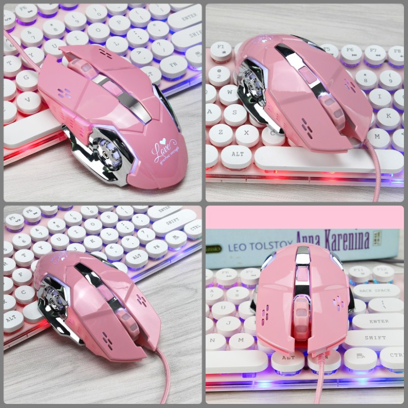 Chuột LED 3200 DPI Gaming Mouse X500 Pink
