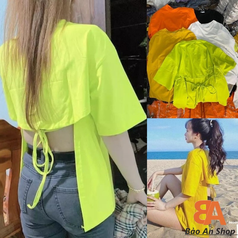 Áo thun kiểu from rỗng cột dây hở lưng chất vải thun cotton Free SIze 40-51kg dành cho nữ cá tính sexy