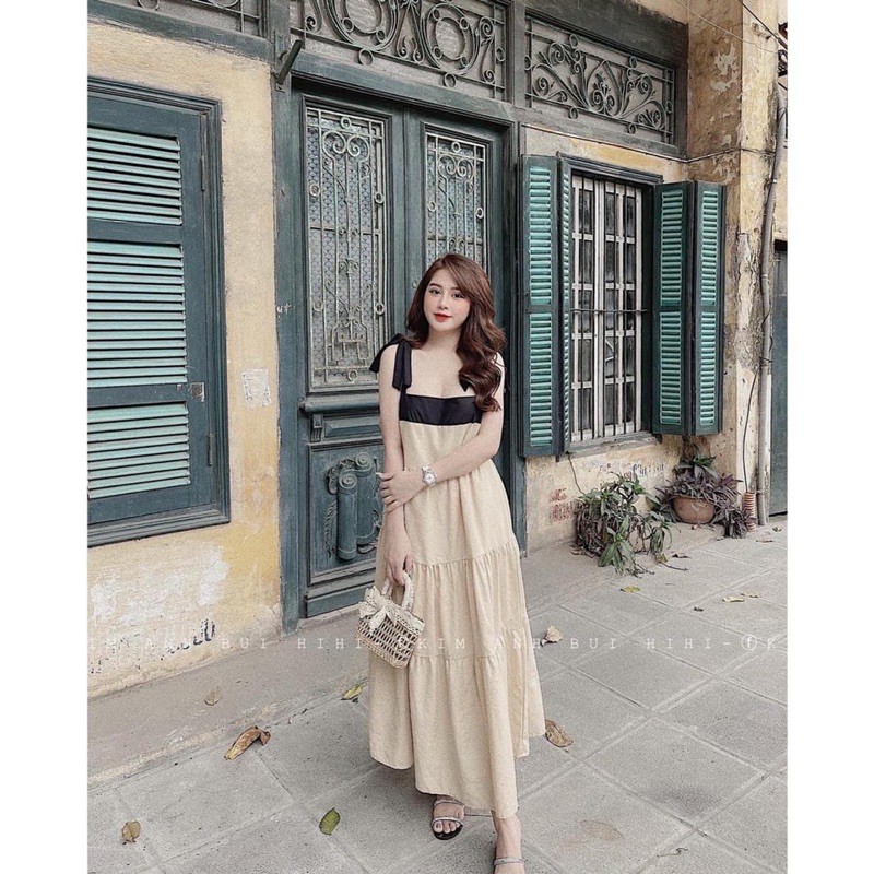 [Siêu Hot] Váy Maxi Be 2 Dây Buộc Nơ, Đầm Nữ Dáng Dài Siêu Xinh Có Ảnh Thật Kèm Video