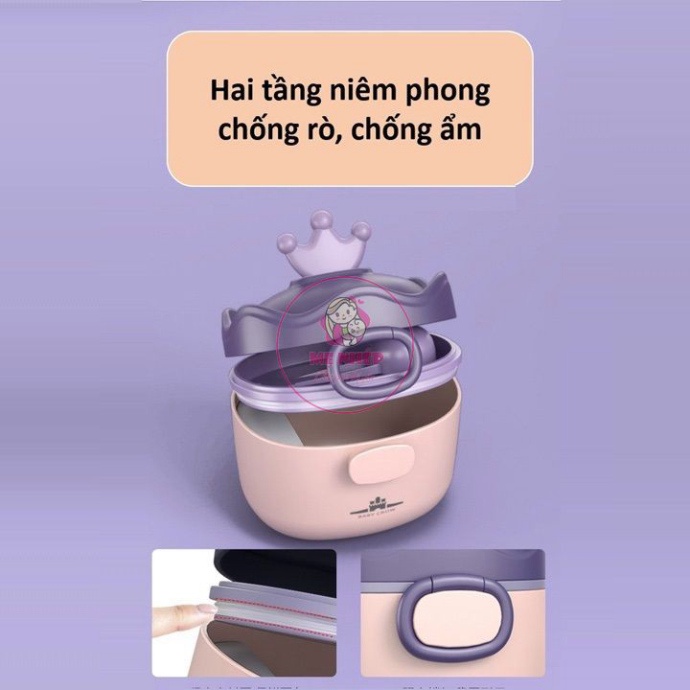 Hộp đựng sữa bột, đồ khô hình vương miện cao cấp hãng Baby Crown (có thể tiệt trùng)