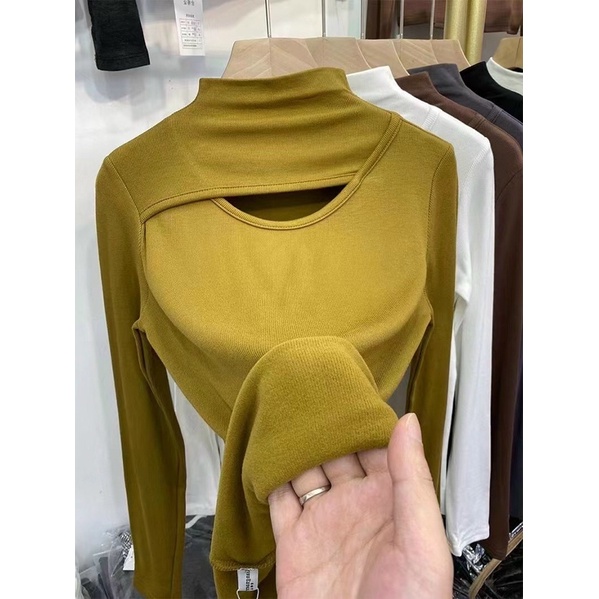 Áo Giữ Nhiệt Cách Điệu 239 cổ lọ khoét ngực siêu xinh