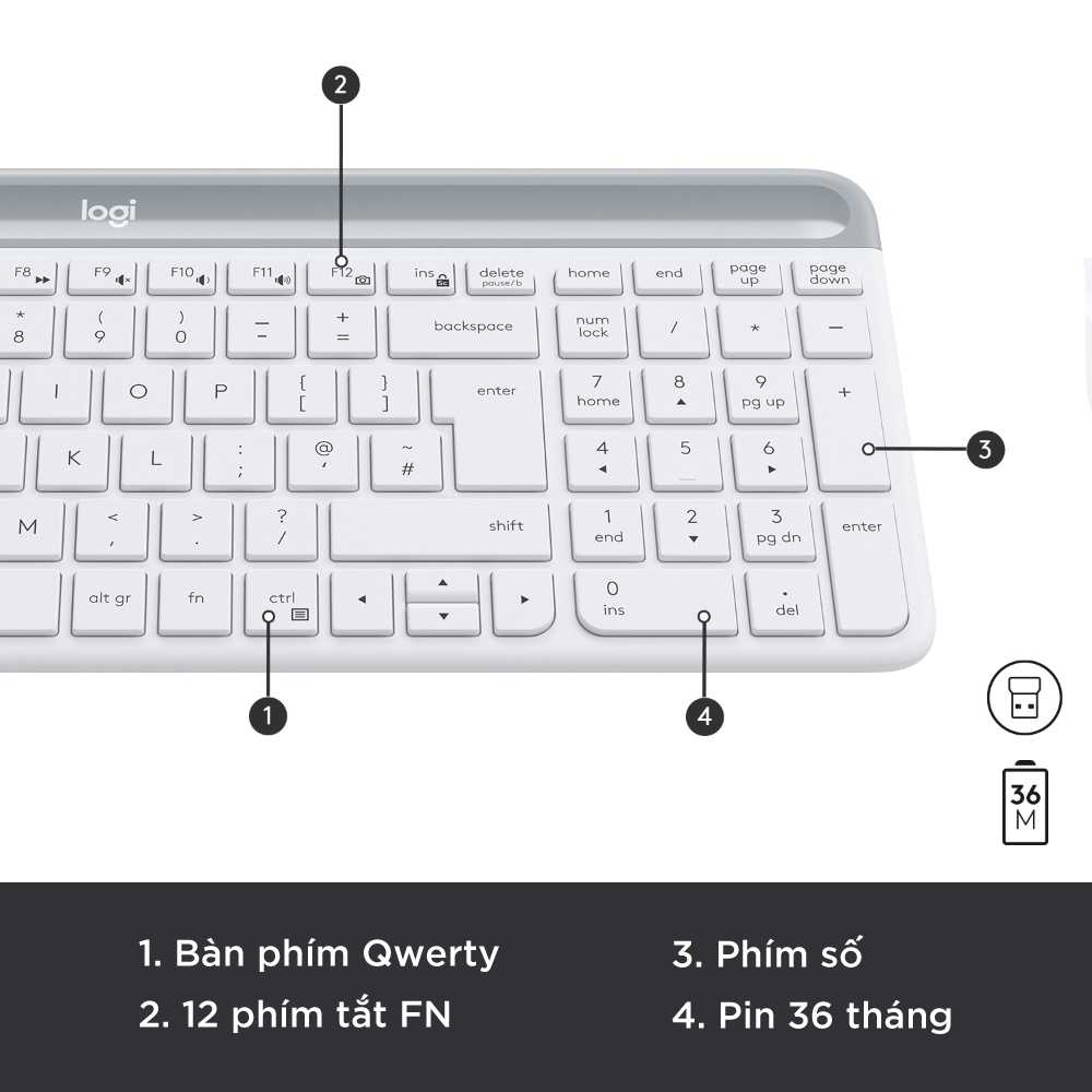 Combo chuột phím không dây Logitech MK470 - Giảm ồn, USB, pin lâu, thiết kế mảnh gọn