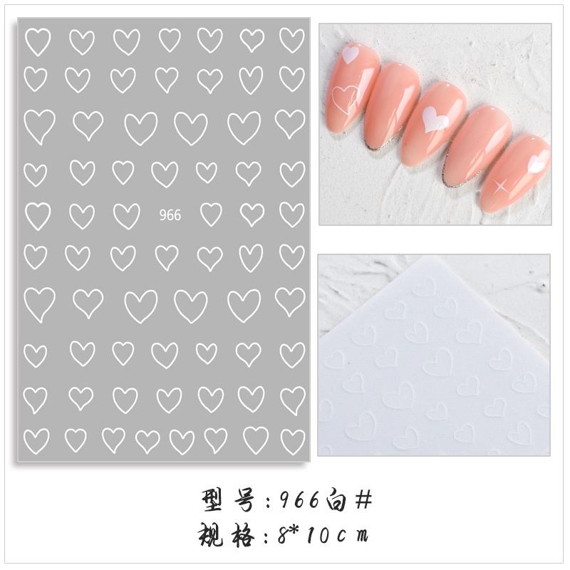 Nhãn Dán Trang Trí Móng Tay Hình Trái Tim Dễ Thương