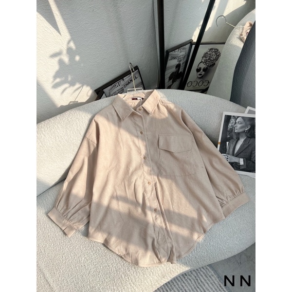 ÁO SƠ MI NHUNG TAY BỒNG FROM RỘNG MS21001