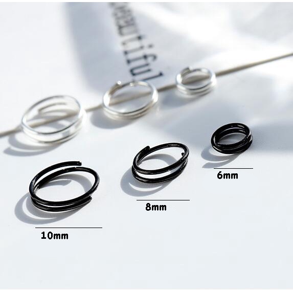 Bộ 2 Khuyên Tai Tròn Xoắn Ốc Bằng Thép Không Gỉ 6 / 8mm