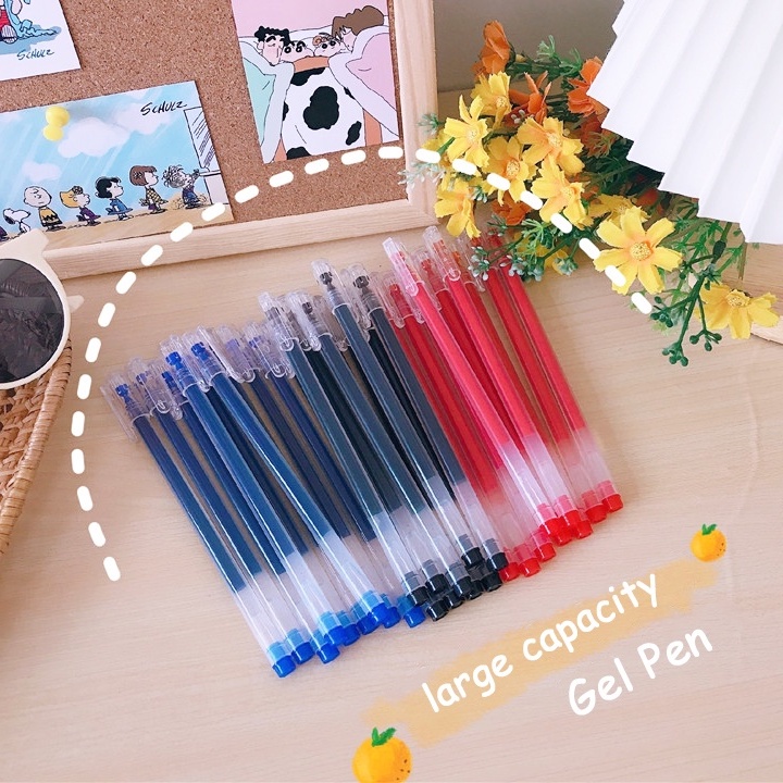 Bút Mực gel 0.5MM Dung Tích Lớn Màu Xanh Dương/Đen/Đỏ/Xanh Dương Dành Cho Học Sinh Sử Dụng Trong Kỳ Thi