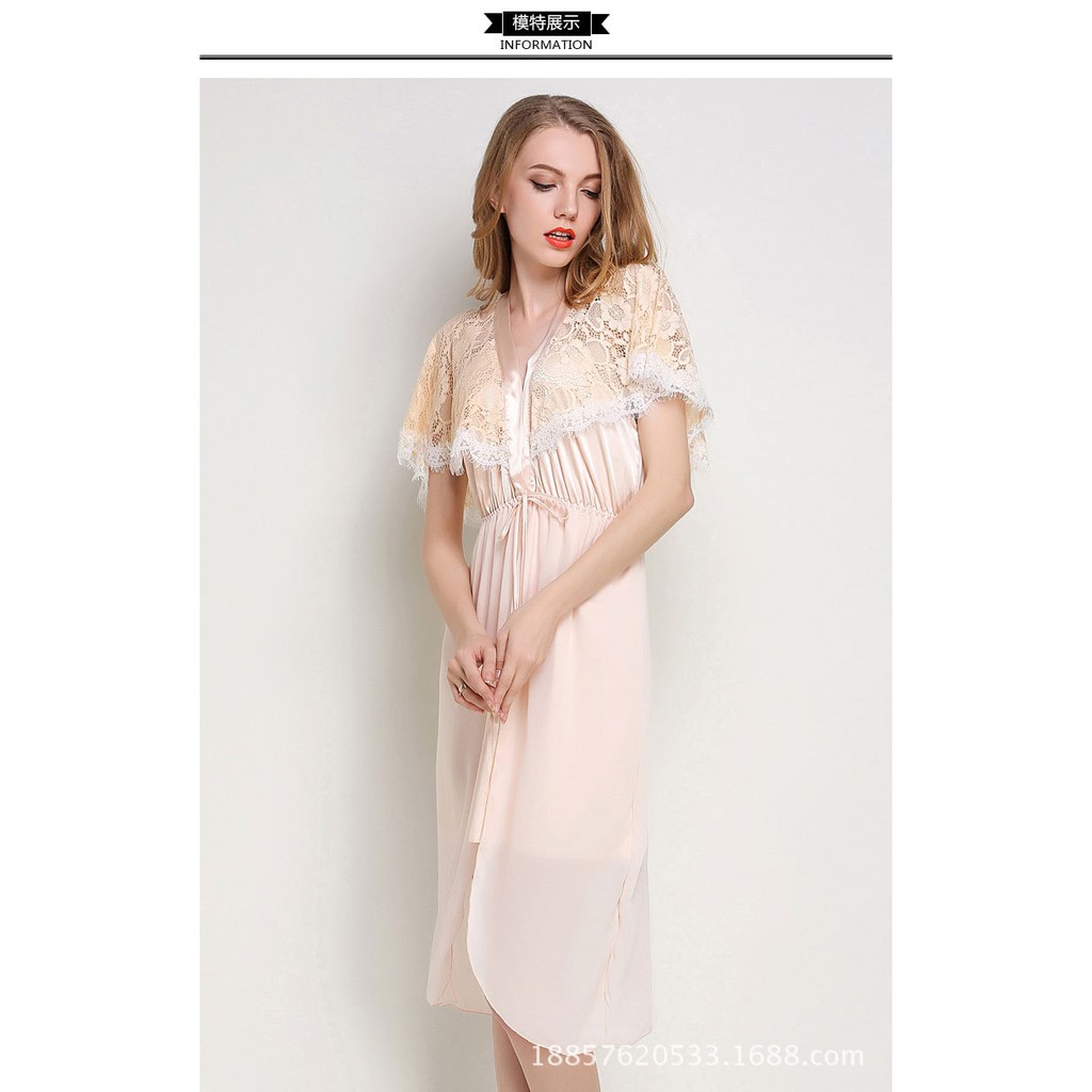 [size M/L/XL 62KG] choàng váy ngủ sexy lụa chiffon cánh tiên choàng ren cao cấp gợi cảm 19VN210018 | BigBuy360 - bigbuy360.vn