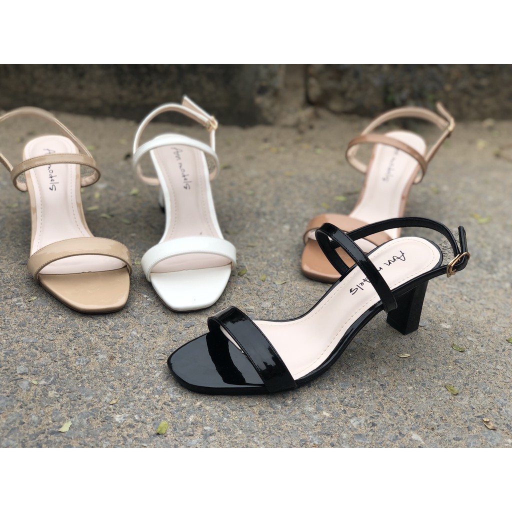 Giày sandal 7 phân gót trụ phối dây mảnh {HỖ TRỢ ĐỔI SIZE }
