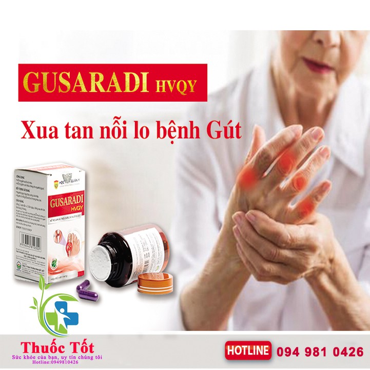 [Chính Hãng] Viên nang Gusaradi hvqy 60 Viên - Hỗ trợ giảm các triệu chứng cho người bị Gout (gút)
