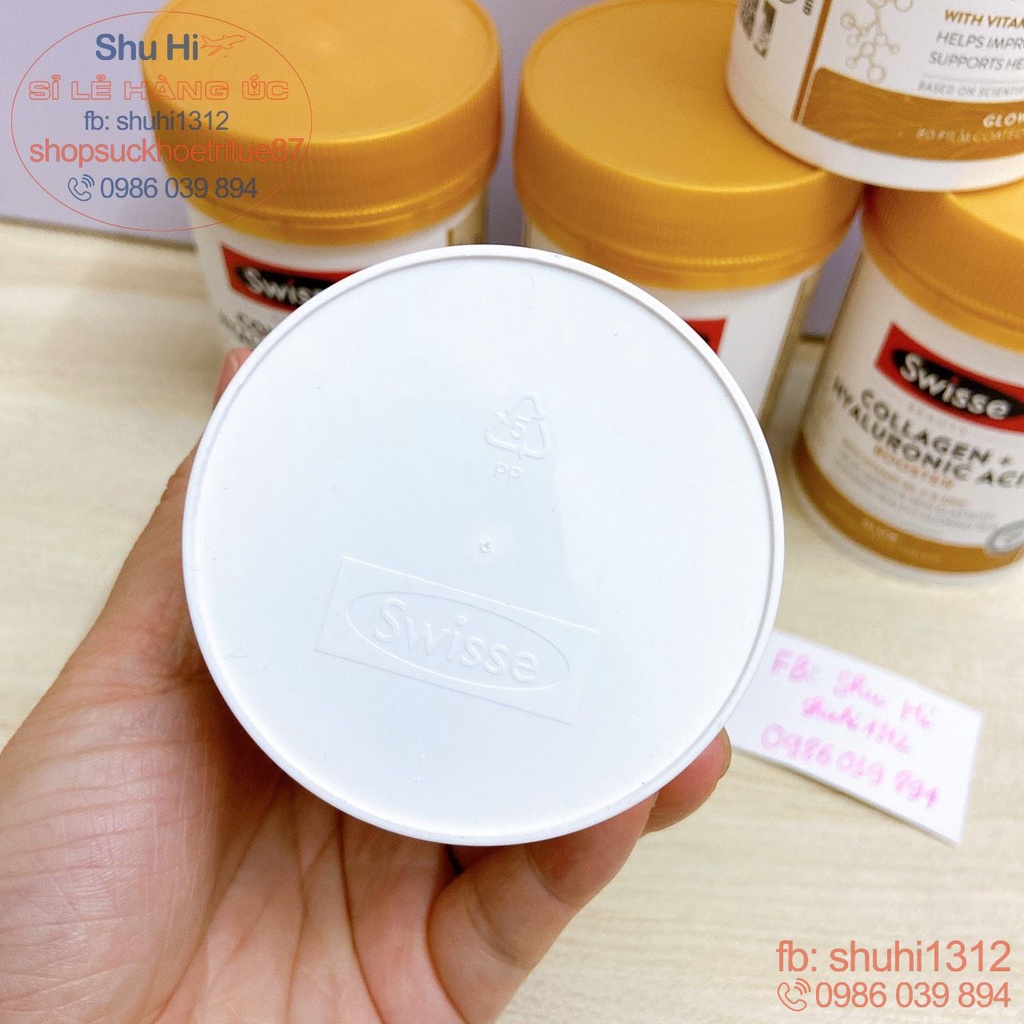 Viên uống bổ sung collagen cấp nước, cấp ẩm, trắng da Swisse beauty collagen hyaluronic acid Booster 80 viên, Úc