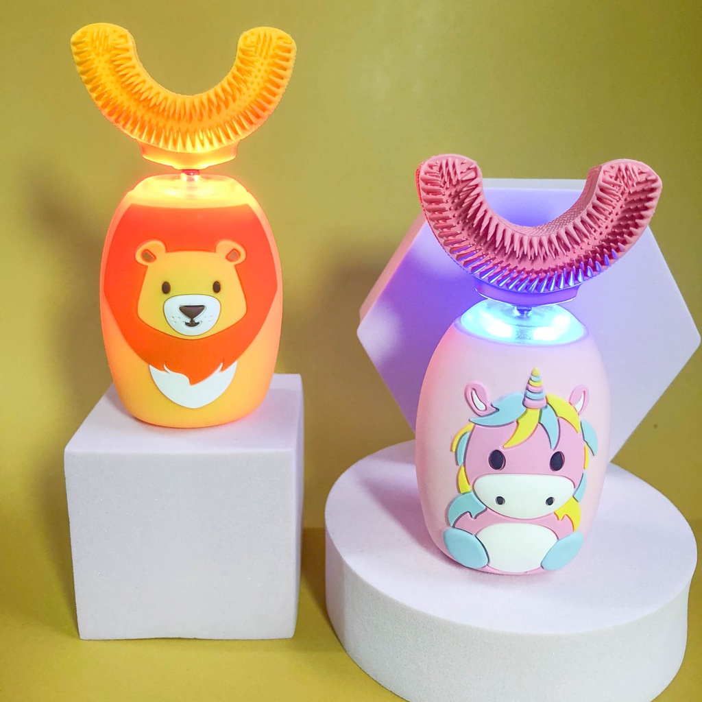 Bàn chải đánh răng cho bé 2 tuổi đến 9 tuổi Wekome, Bàn chải điện trẻ em chữ U hàng chính hãng