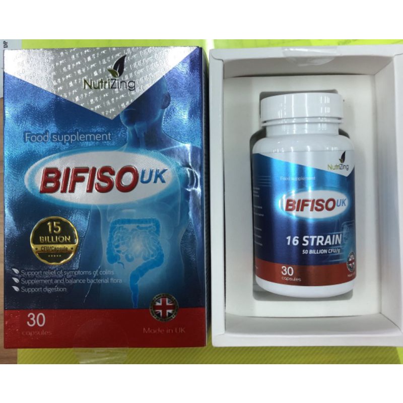 MEN VI SINH BIFISO UK dạng viên (lọ 30 viên) có 15 tỷ lợi khuẩn có lợi cho đường ruột - NHẬP KHẨU ANH QUỐC