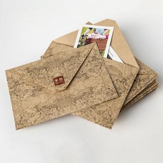 Set 10 Bao Thư Giấy Màu Nâu Phong Cách Cổ Điển