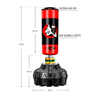 Bao cát boxing lật đật, Bao cát đấm bốc tự đứng dùng tại nhà, dụng cụ tập gym - Kèm video, hình ảnh thực tế