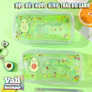 Hộp bút nước nhựa PVC trong suốt nhũ kim tuyến_nhiều mẫu (tặng kèm bút)